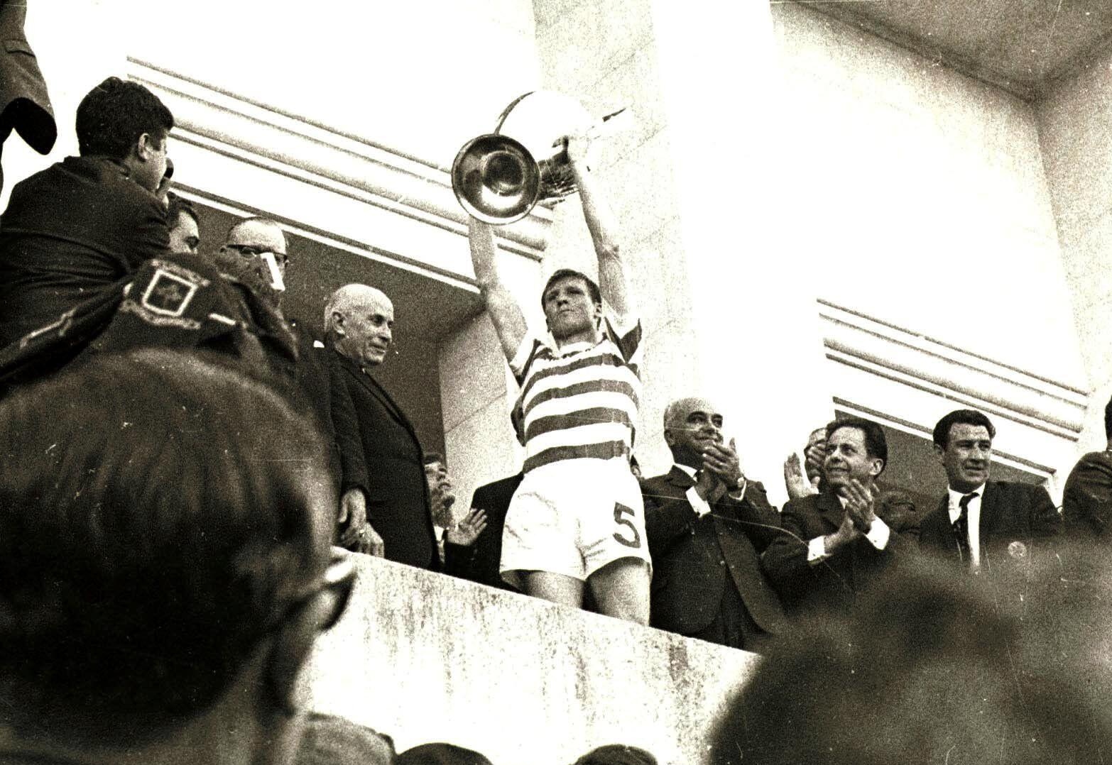 Captain Billy McNeill lifts the European Cup after Celtic's victory over Inter in the 1967 final in Lisbon