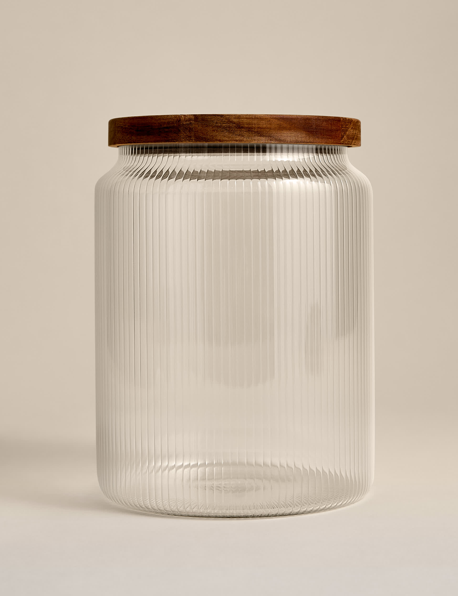 Large Ribbed Glass Cookie Jar