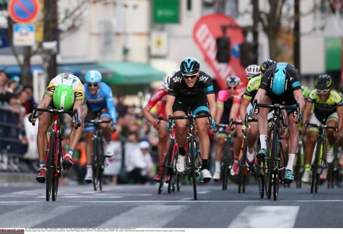 The riders threw their bikes at the line