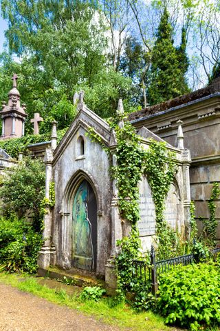 Mausoleum at Highgate Cemetery West, London, UK