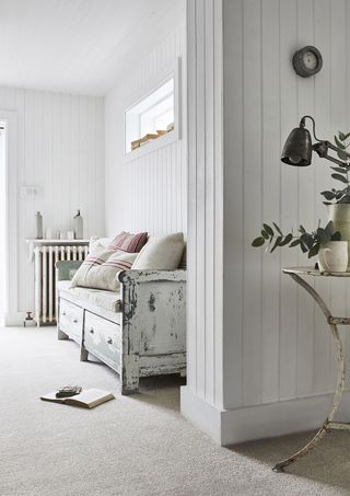 traditional look carpet in hallway living room with sofa