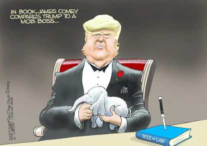 Political cartoon U.S. Trump mob boss Comey book A Higher Loyalty