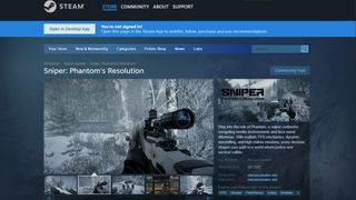 A screenshot of the Steam listing page for the game Sniper Phantom's Resolution which was recently taken down after a demo for the game was found distributing malware