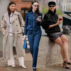 collage of fashion week attendees wearing spring jacket trends