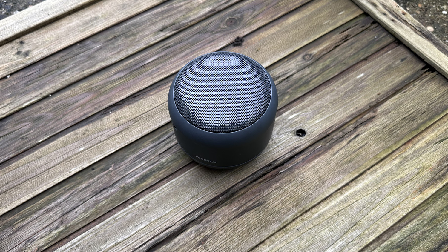 The Nokia Portable Wireless Speaker 2 pictured on a wooden surface