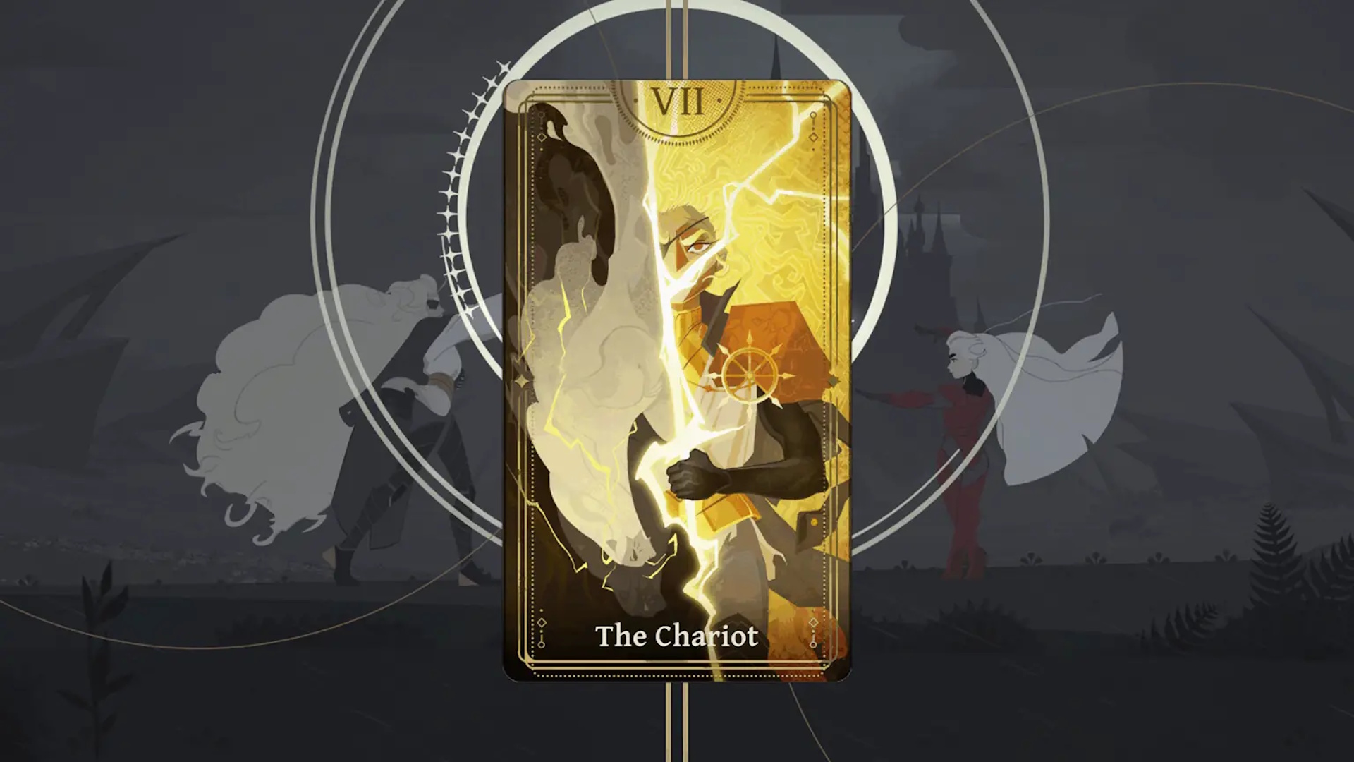 At Fate's End screenshot showcasing the tarot-style double power The Chariot