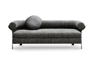 Patterned sofa with a tubular back and steel legs
