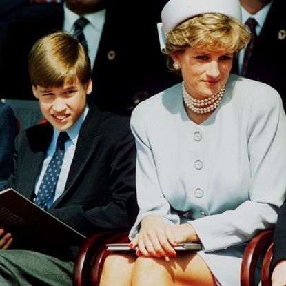 Princess Diana attends the Head of State VE Remembrance with Prince William and Prince Harry