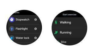 Screenshots showing how to update the Galaxy Watch Ultra Quick Button settings