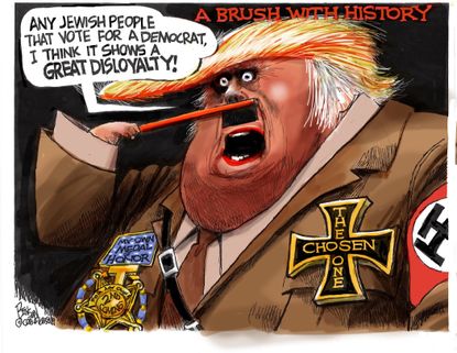 Political Cartoon U.S. Trump Jewish People Are Disloyal Nazi Hitler Outfit