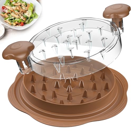 Chicken Shredder Large Chicken Breast Shredder Tool Twist With Brush&amp;amp;fork, Visible Meat Shredder Machine, Anti-Slip Strip, Ergonomic Handle, Bpa Free, Suitable for Pork Beef Chicken(brown)