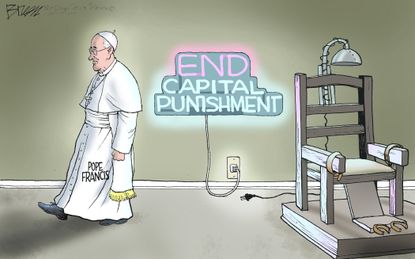 Political cartoon U.S. Pope Francis end capital punishment death penalty religion