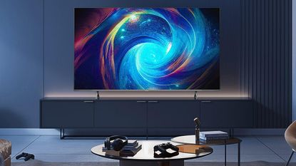 Hisense E7K Pro 4K QLED TV in living room lifestyle shot