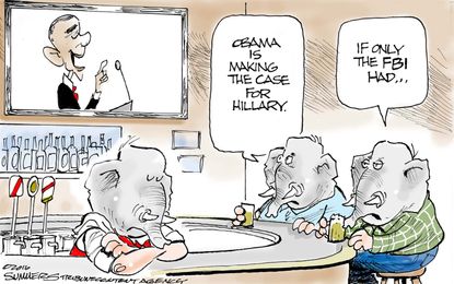 Political cartoon U.S. Hillary Clinton President Obama FBI