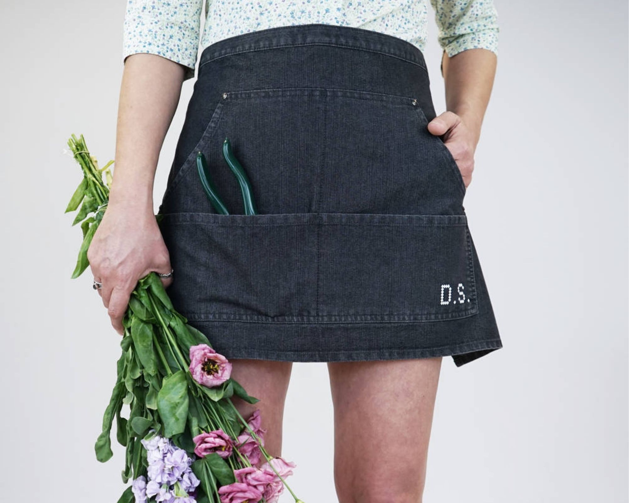 Sparks and Daughters Personalised Cross Stitch Denim Gardening Apron