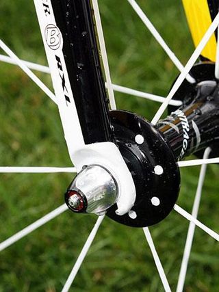 Aluminum is still used at both the fork tips and rear dropouts on the 6 Series Madone for durability.