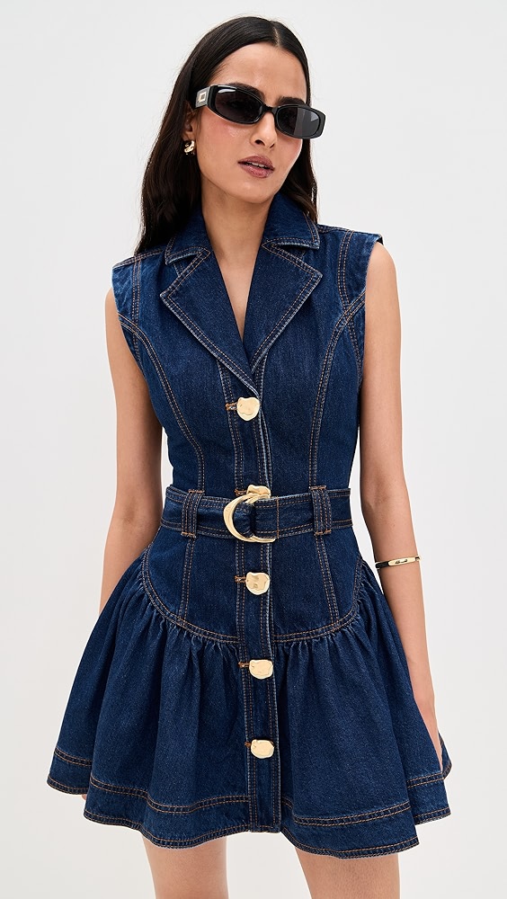 Aje Elena Belted Denim Mini Dress