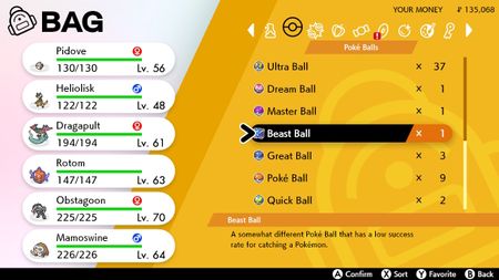 Pokemon Sword and Shield Beast Ball