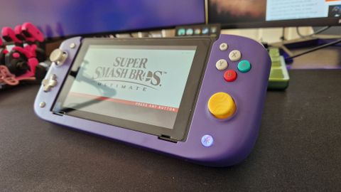 Nitro Deck in Purple retro colour showing Super Smash Bros ultimate