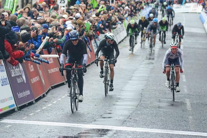Thomas Lofkvist (IAM Cycling) leads the bunch for third