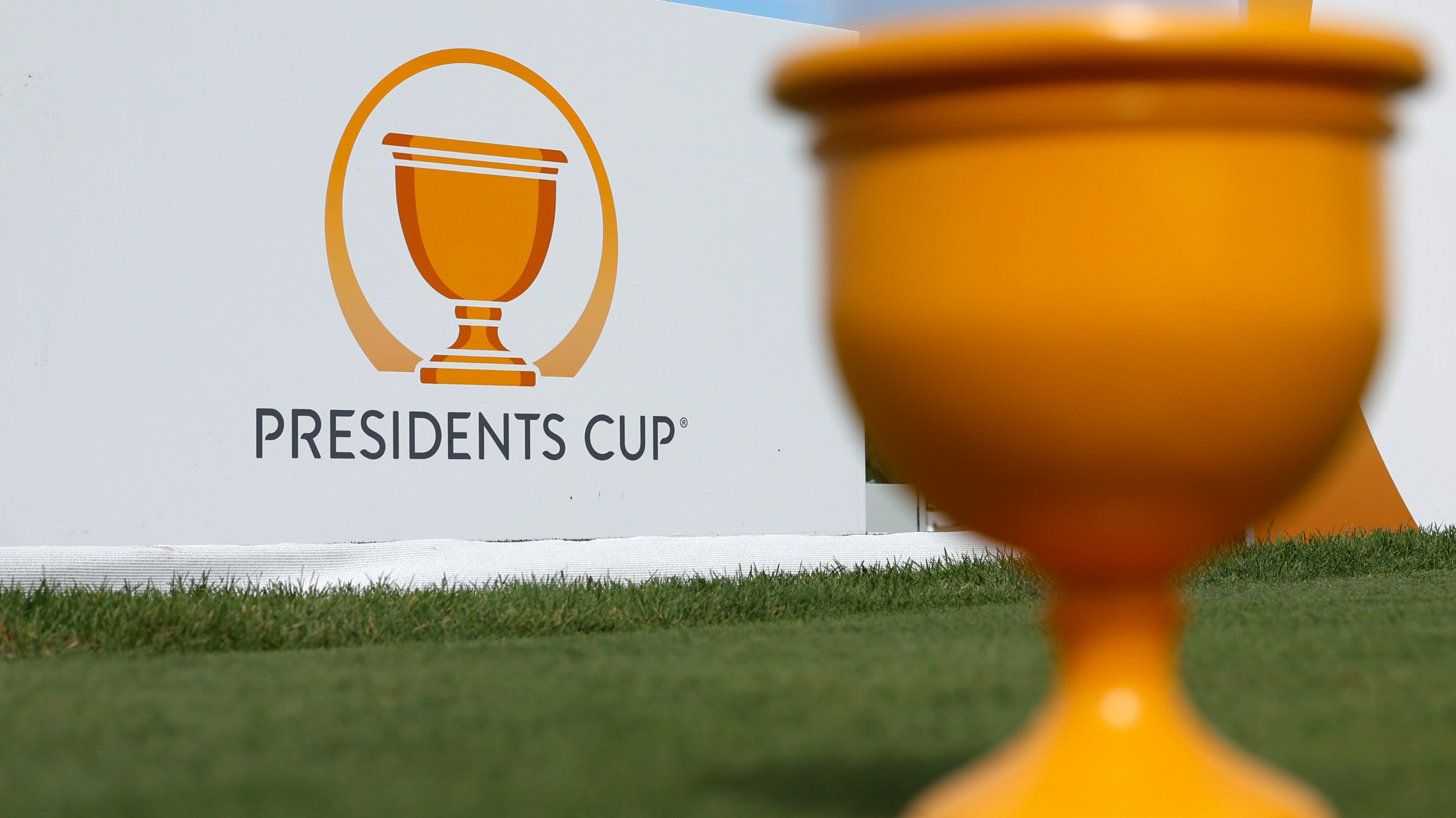 A Presidents Cup tee marker  