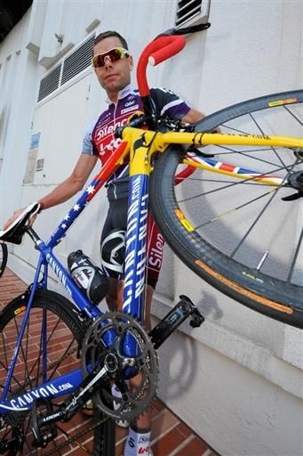 Australia's Cadel Evans (Silence-Lotto) prior to a team training ride.