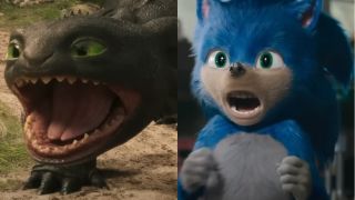 Toothless shows his teeth in How To Train Your Dragon (2025), pictured next to Sonic the Hedgehog's original screaming design. 