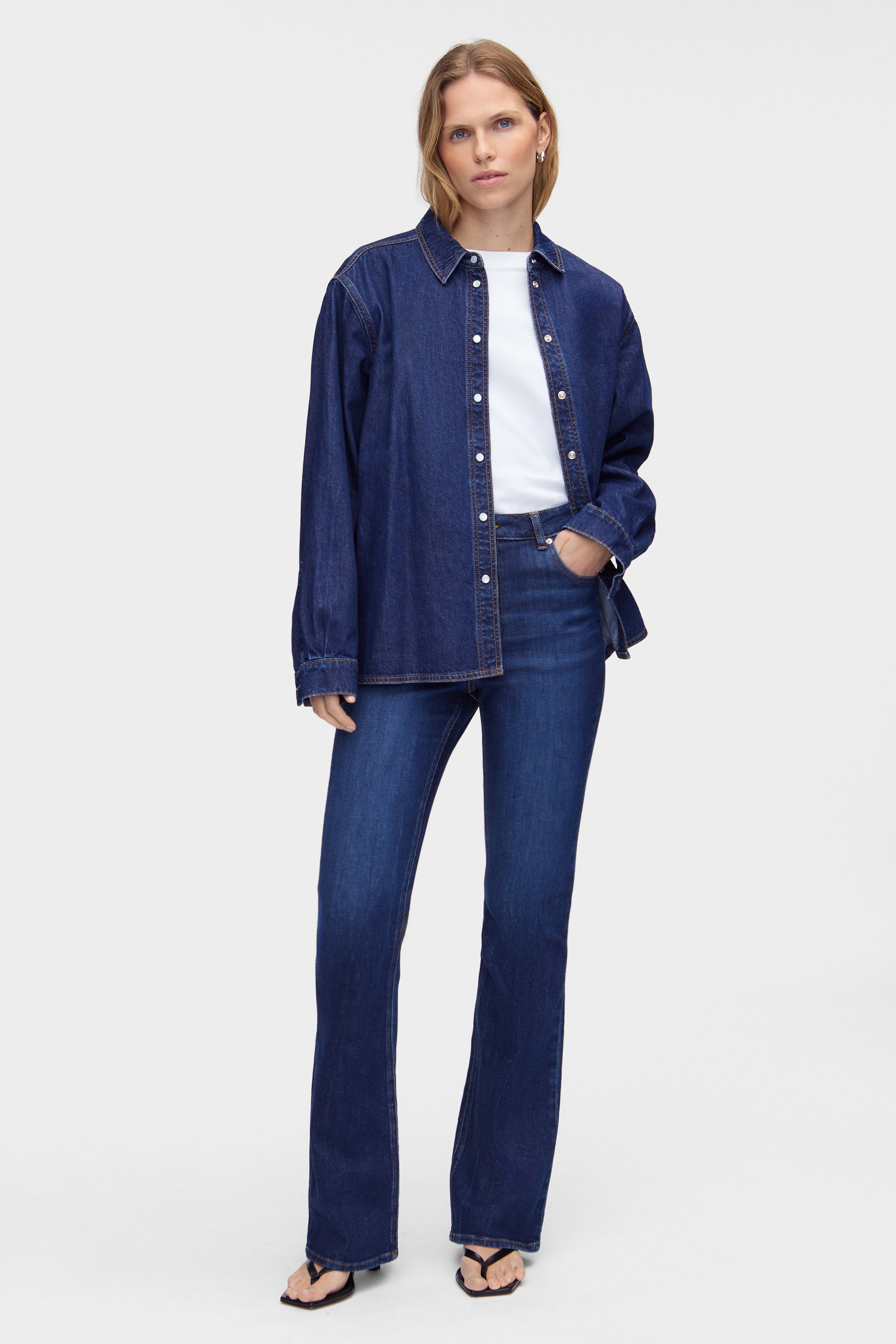 Mid Rise Slim Flare Jeans