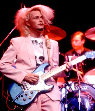 Guitarist Gary McDowell and drummer Richard Brown of Modern English perform at the Park West in Chicago, Illinois, May 6, 1983.