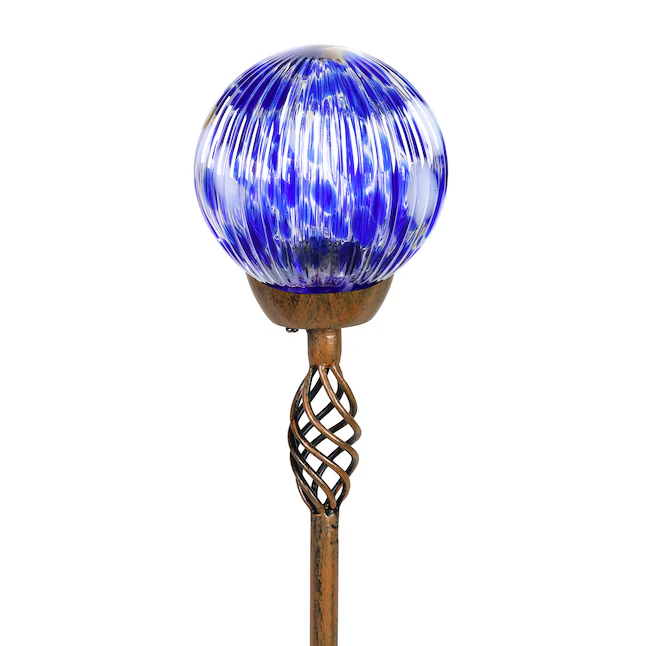 Blue Glass Metal Solar Stake