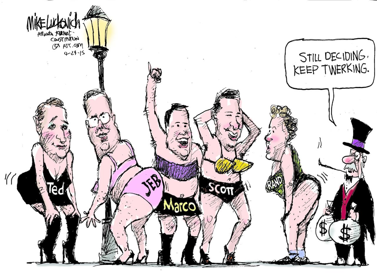 
Political cartoon U.S. GOP 2016 election fundraising&amp;amp;nbsp;