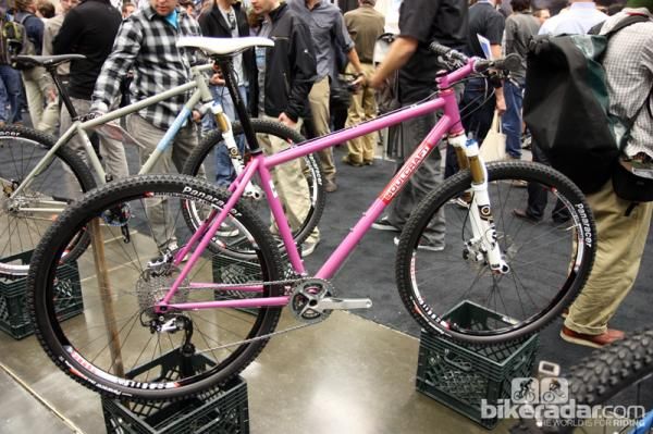 Soulcraft's Holy Roller 29er steel hardtail looks resplendent in pink.