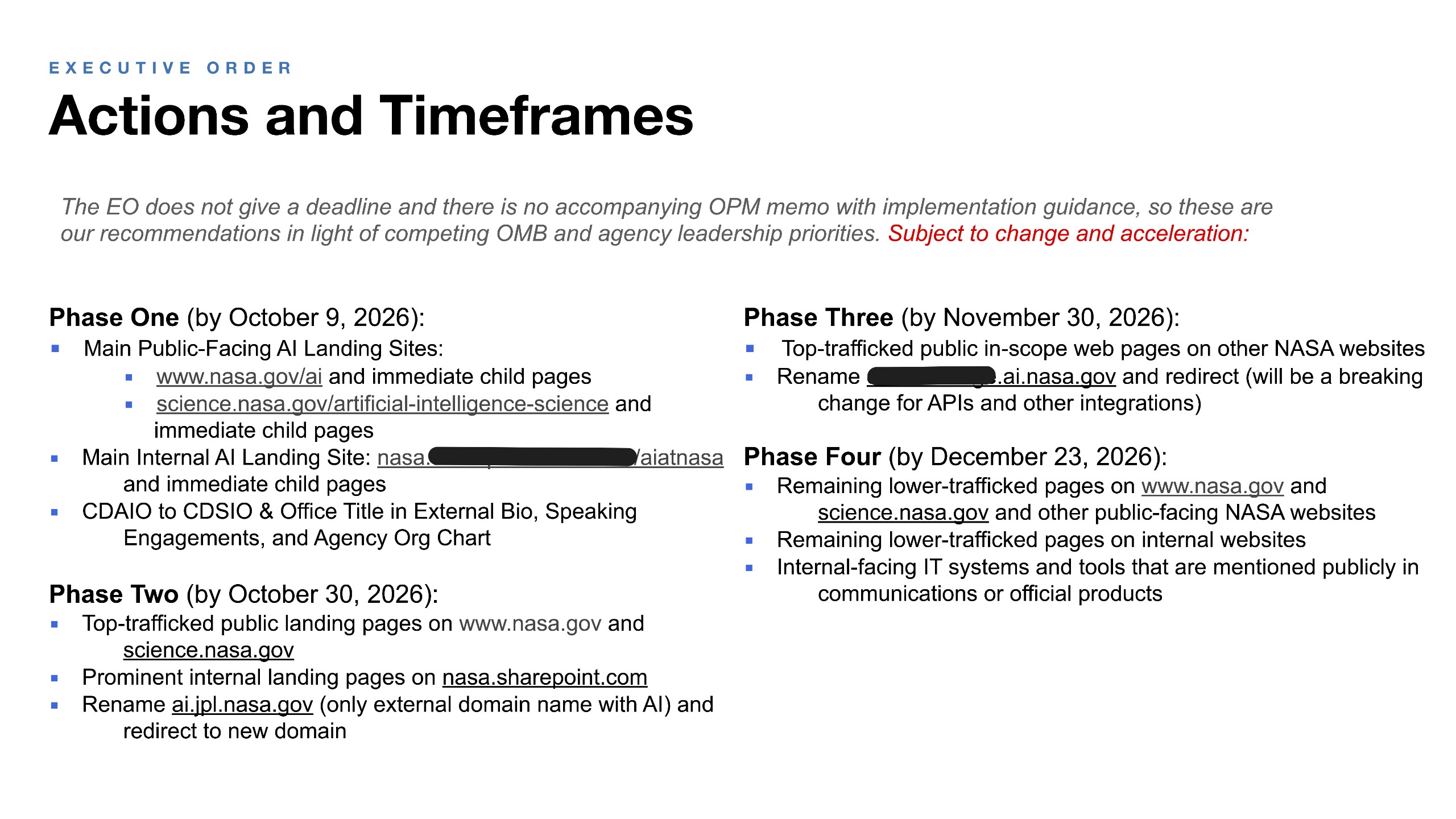 a presentation slide with phase text for implimentation of super intelligence.