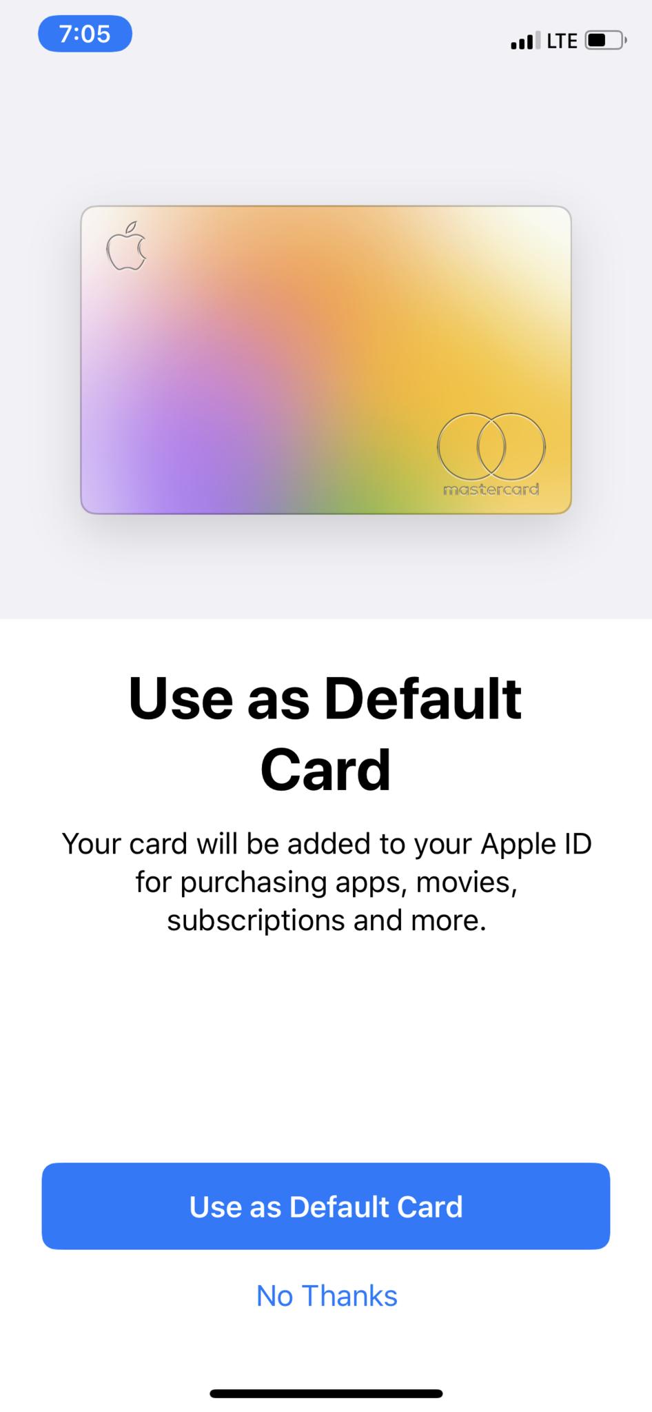 how to make default payment apple