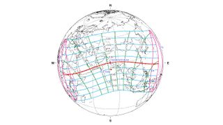 A visibility map for the annular solar eclipse of July 21, 2020.