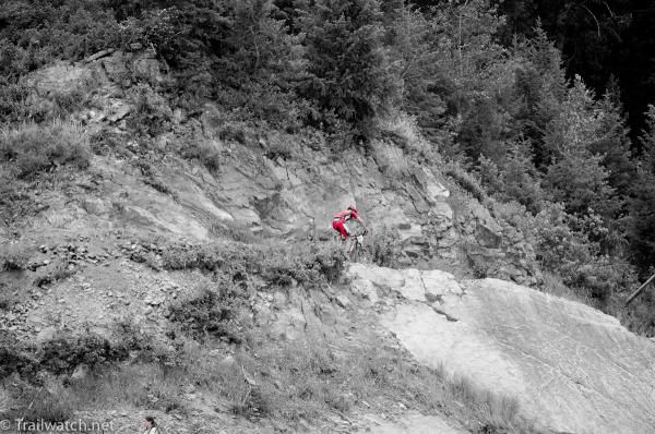 Stephen Ettinger (BMC) rides down the switchbacks on his way to the finish