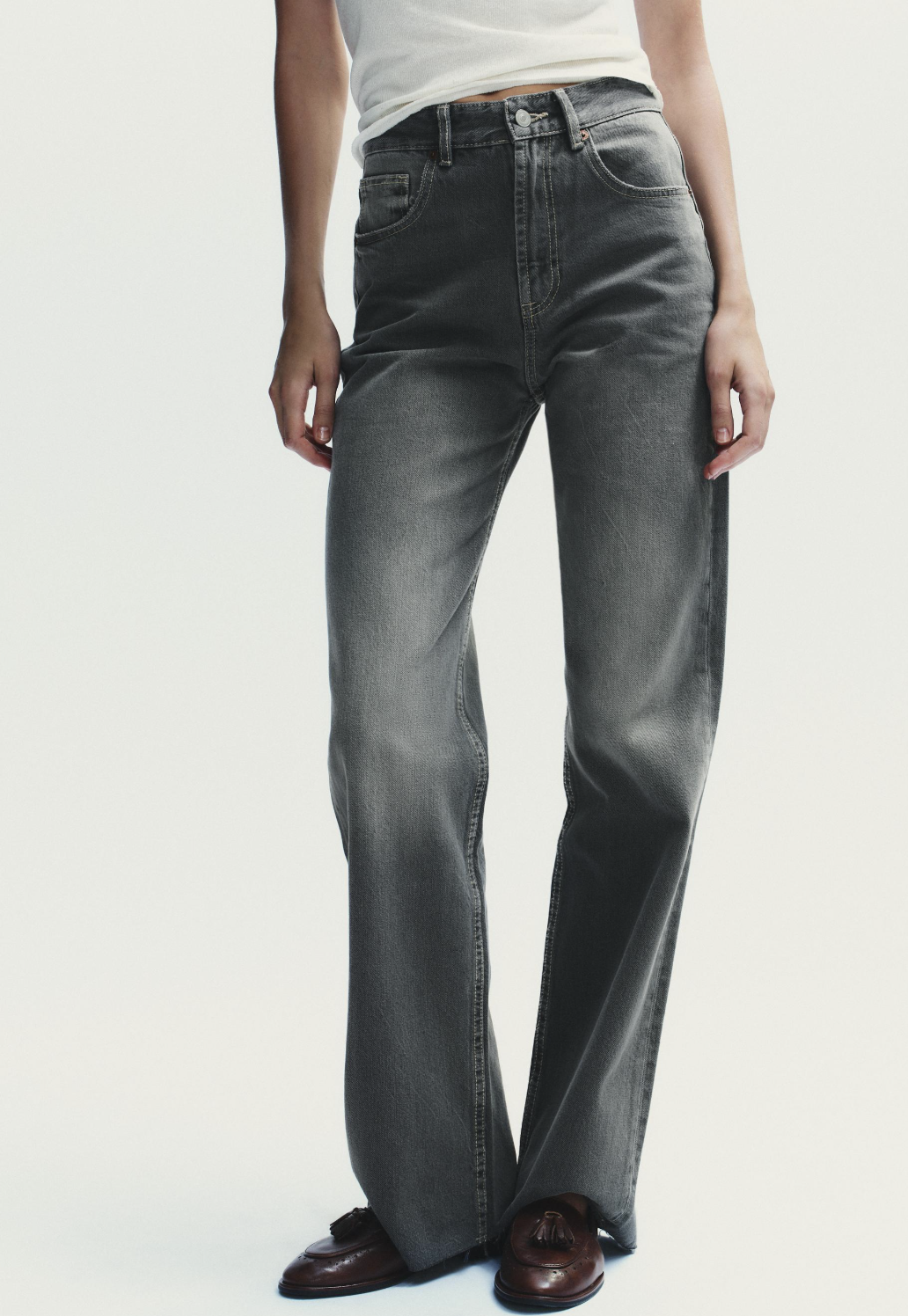 Trf Wide-Leg High-Waist Full-Length Jeans