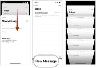 To stack drafts in the mail app, hold and drag from the top of the message window. Tap new message at the bottom to reopen the draft.