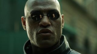 Laurence Fishburne wearing sunglasses in The Matrix