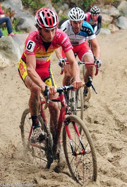 Ian Field (Hargroves Cycles) gets a bit sideways in the sand