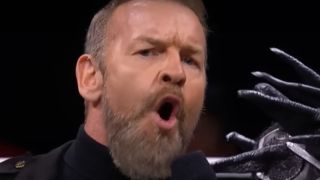 Christian Cage bragging to the audience in AEW