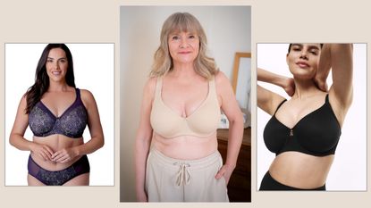 Julie Player and 2 models wearing minimiser bras