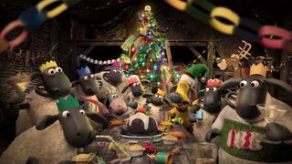 Shaun and the gang celebrate Christmas in Shaun the Sheep: The Flight Before Christmas