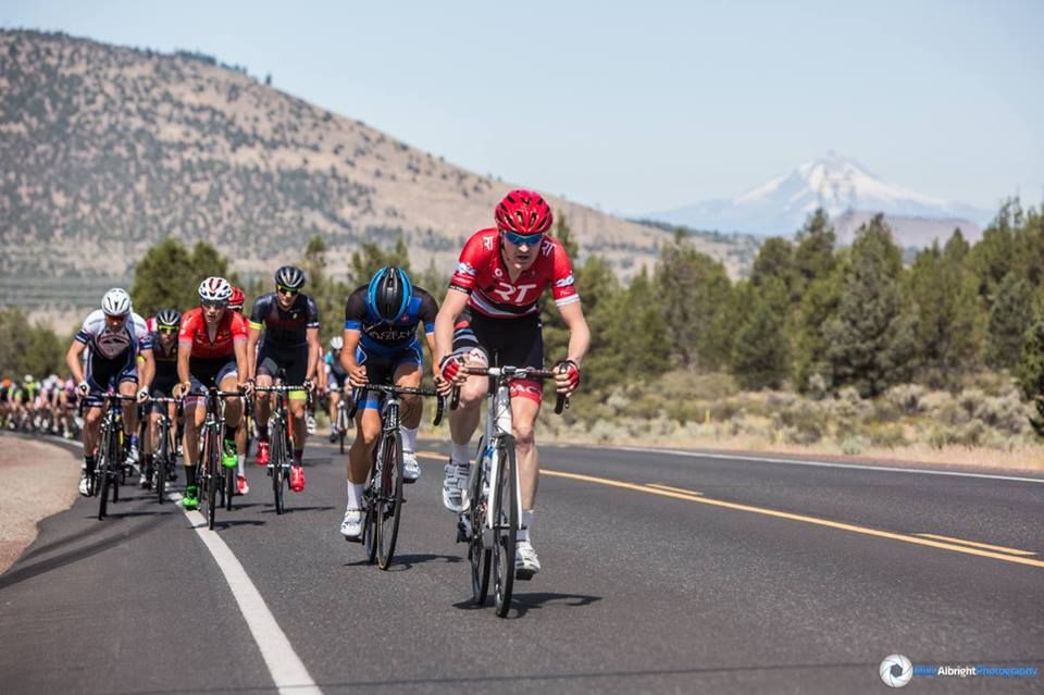 Colton Hartrich pushes the pace during stage 1 of the Cascade Cycling Classic.