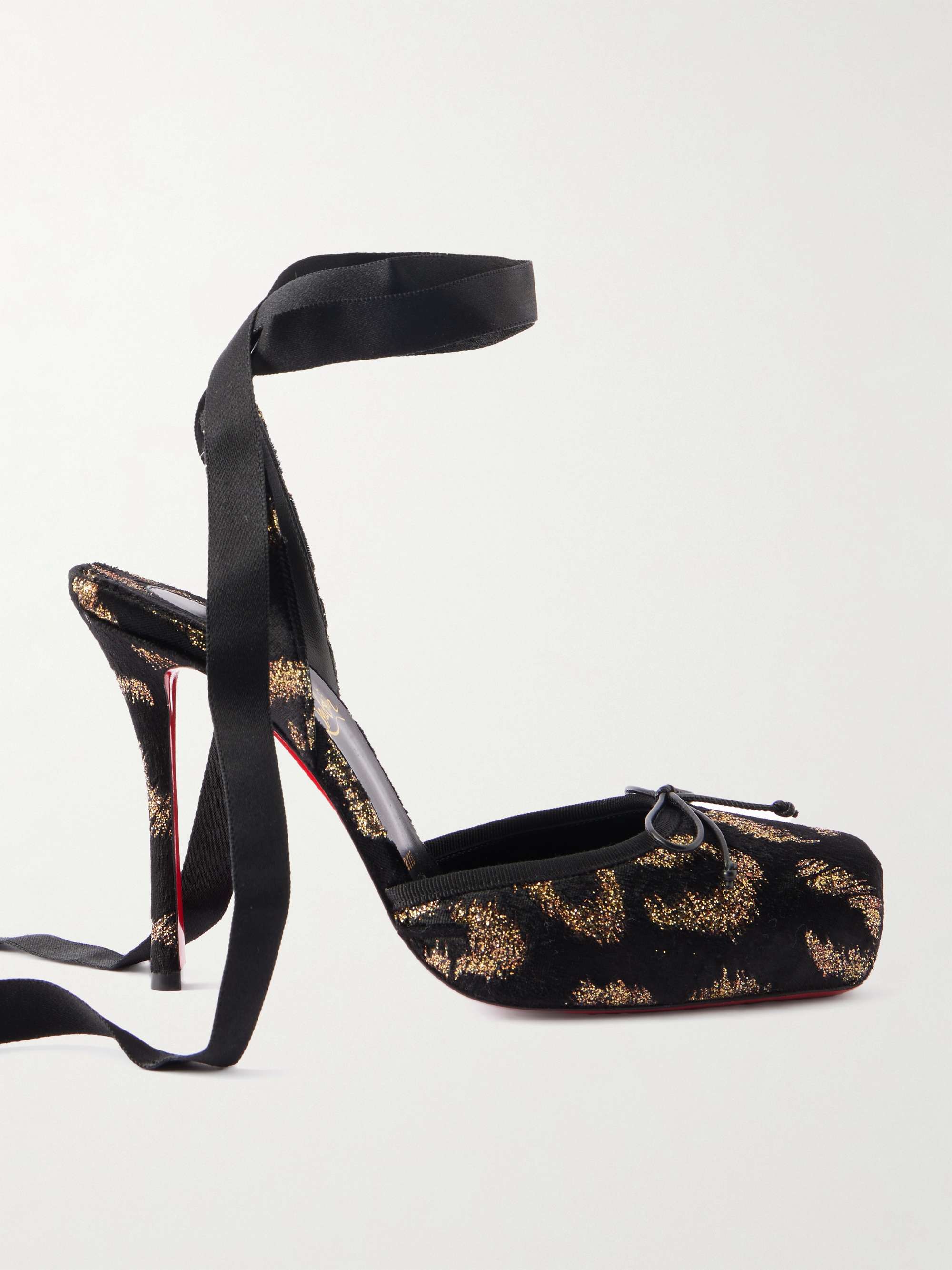 Cassia 100 Bow-Detailed Satin-Trimmed Fil Coup&amp;eacute; Velvet Pumps