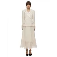 Cream Tailored Boucle And Chiffon Midi Dress, $570 (£415) | Self-Portrait