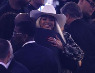 Beyoncé wearing a cowboy hat at the 2024 Grammys