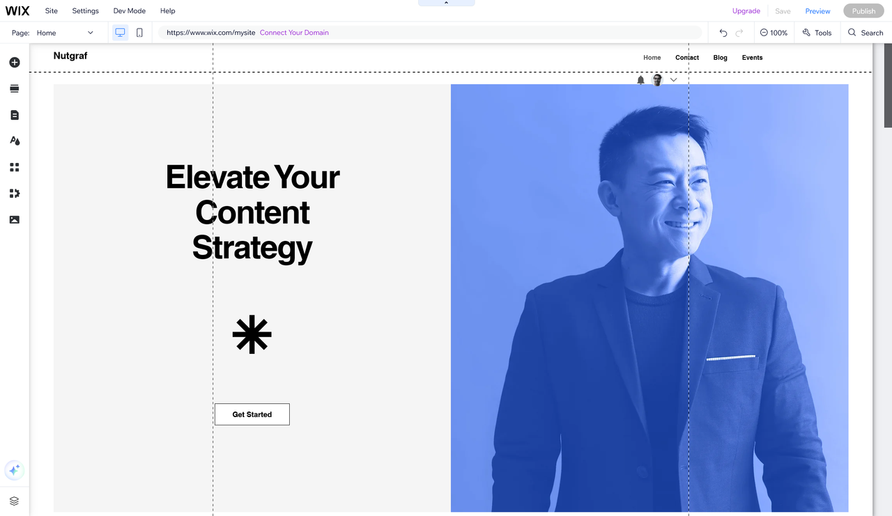Wix editor interface