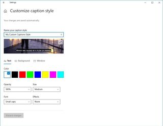 Customize Caption Style Settings