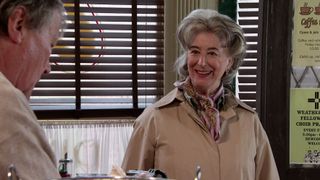 Roy ropes Evelyn into helping him in Coronation Street.